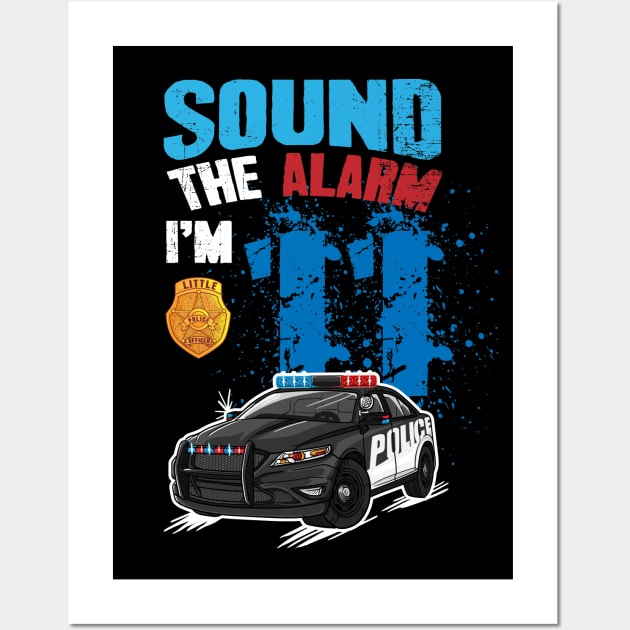 Kids Police Car 11th Birthday Boy Sound The Alarm I'm 11 Wall Art by captainmood